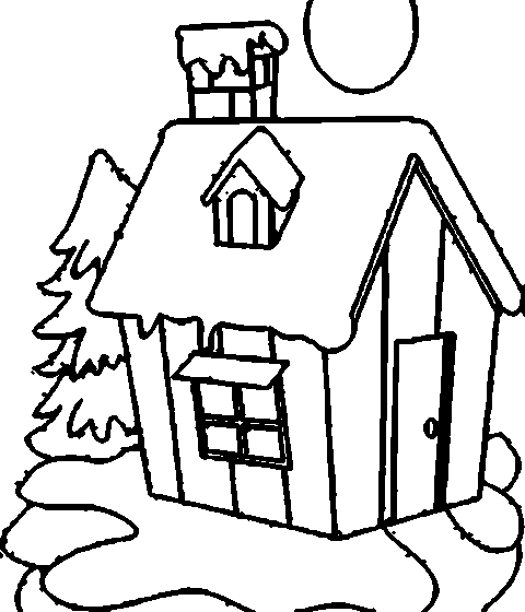 თოვლით დაფარული პატარა სახლი